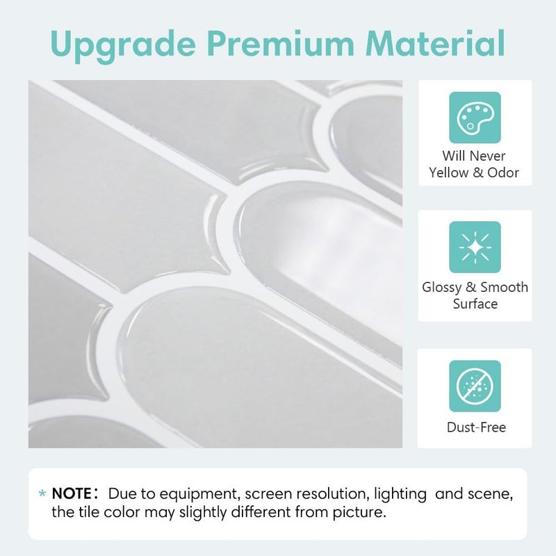 Commomy Thicker Grey Peel and Stick Backsplash-10 pcs of 12" x 12" - 3D Adhesive Peel and Stick Tiles Backsplash for Kitchen, Bathroom, Removable, Waterproof, Vinyl Wall Tile - Image 3